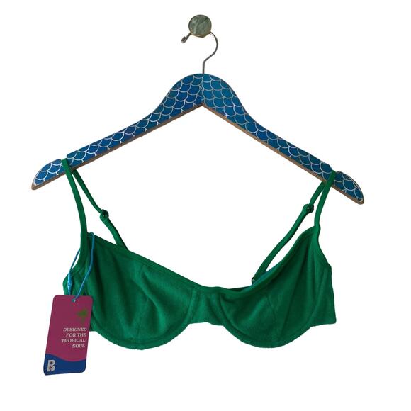 BLACKBOUGH SWIM Green Terry Fiona Underwire Bikini Swim Top Size Large - Picture 2 of 8